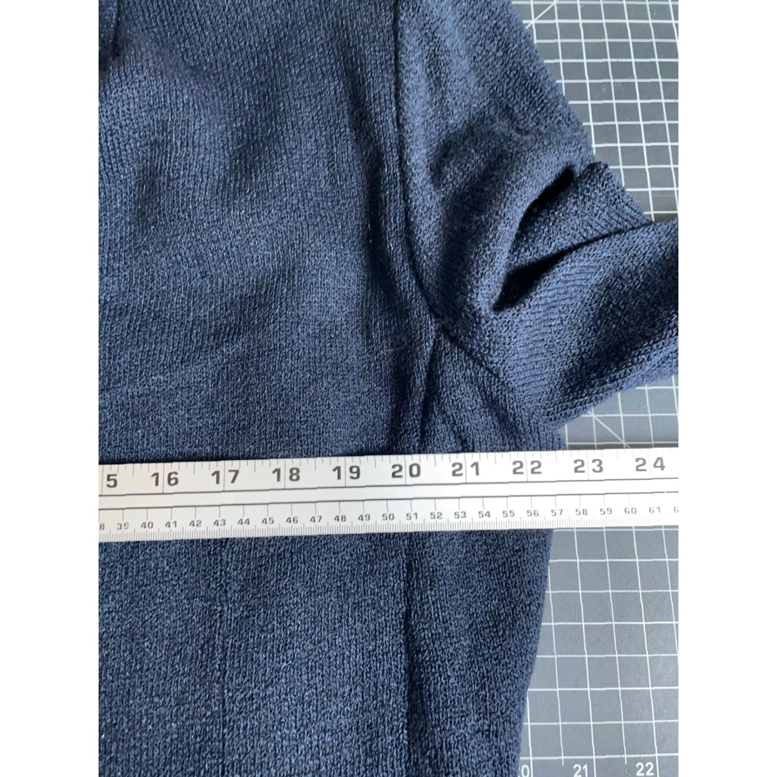Vintage Dateline Collection Cardigan Women XL Dark Blue Beaded Silk Wool Open Front Knit V-Neck Hidden Shoulder Pads Knitwear Regular Size: XL Size XL / US 12-14 / IT 48-50 - 5 Thumbnail