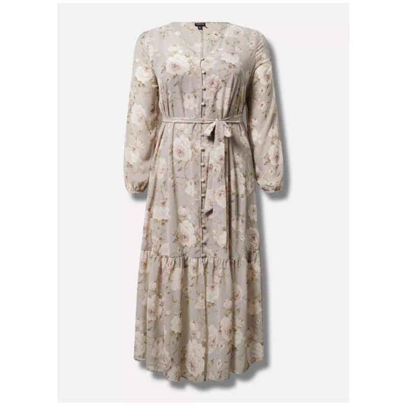 Corridor Torrid Maxi Chiffon Button Front Dress Floral Ruffle Hem 2X Size XXL / US 16-18 / IT 52-54 - 1 Thumbnail