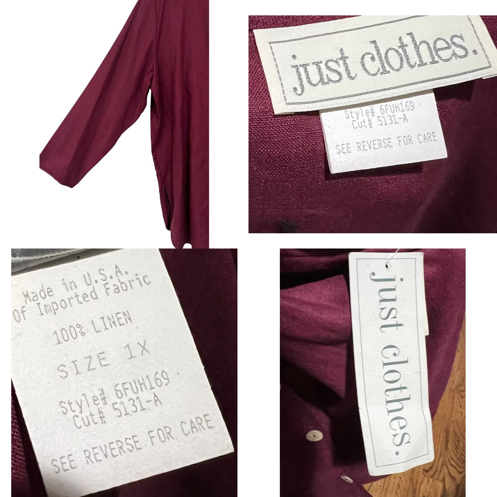 Vintage VINTAGE 90s Linen Button Shirt Top & Pants NWT V-Neck Burgundy 1X Women 2 Piece Set Size XL / US 12-14 / IT 48-50 - 8 Thumbnail