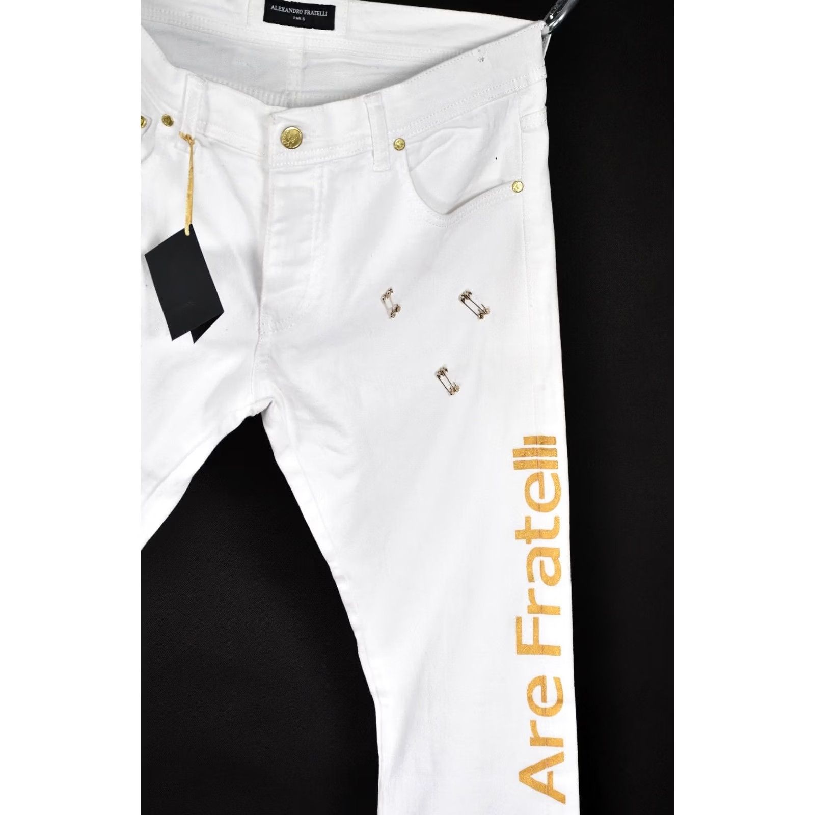 Vintage Alexandro Fratelli Jeans Men's 32 White Cotton Blend Regular 98% Cotton 2% Elastane Vintage: No Size US 32 / EU 48 - 4 Thumbnail