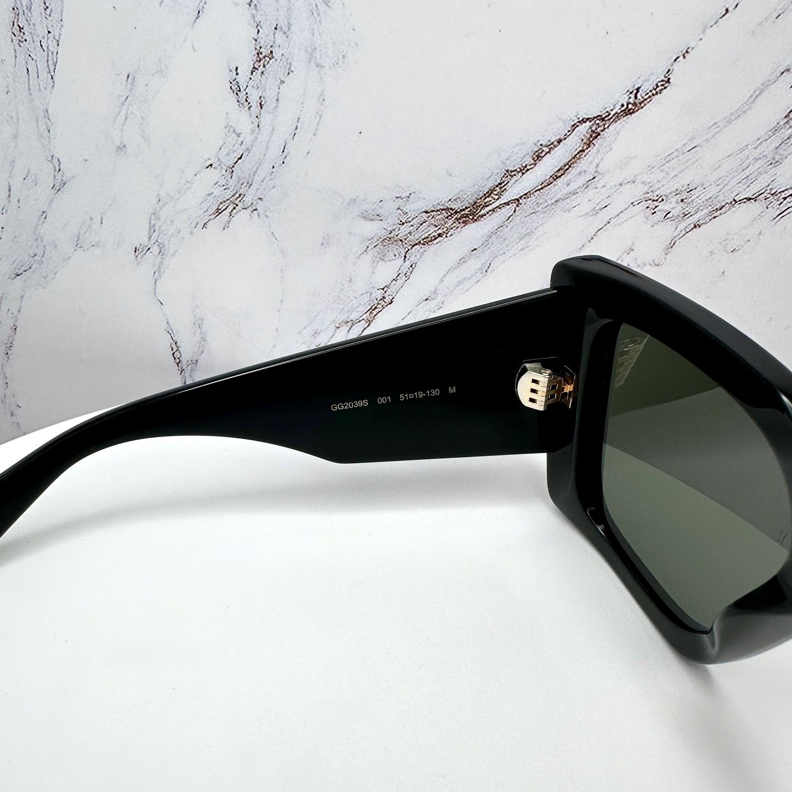 Gucci New GUCCI Sunglasses Black Gold Logo Square Oversized 51mm Size ONE SIZE - 7 Thumbnail
