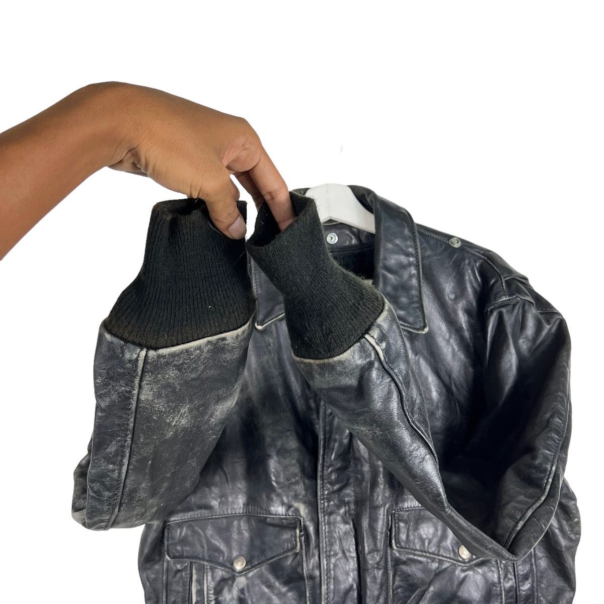 Schott 💥 1970s SCHOTT TYPE A-2 TOPGUN BLACK LEATHER JACKET Size US L / EU 52-54 / 3 - 10 Thumbnail