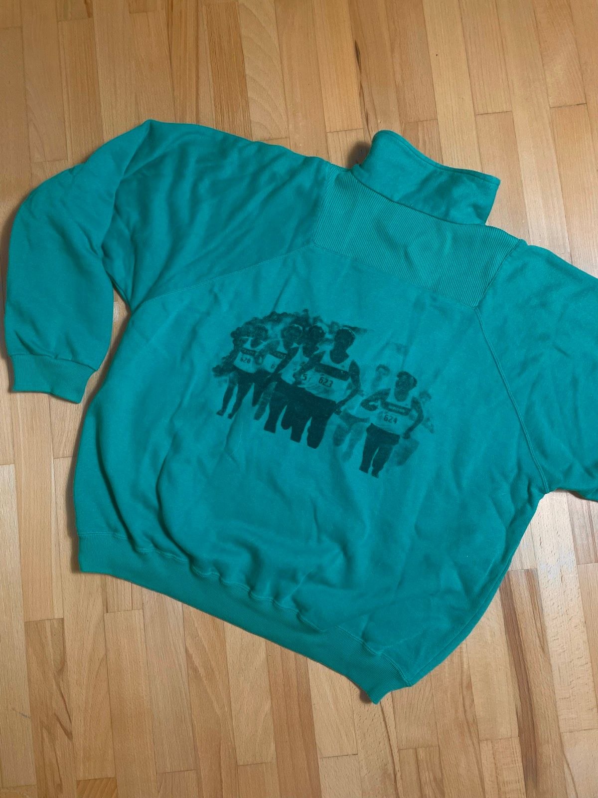 Pre-owned Nike X Vintage Nike Vintage Sweatshirt Zip 1/4 90's Olympi Running Marathon In Turquoise