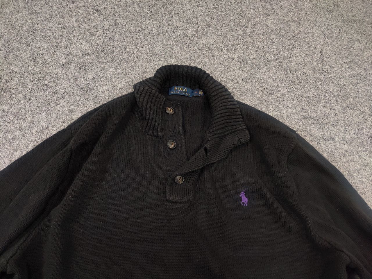 Polo Ralph Lauren Vintage Polo Ralph Lauren Black Cotton Knit Sweater Button Size US L / EU 52-54 / 3 - 3 Thumbnail