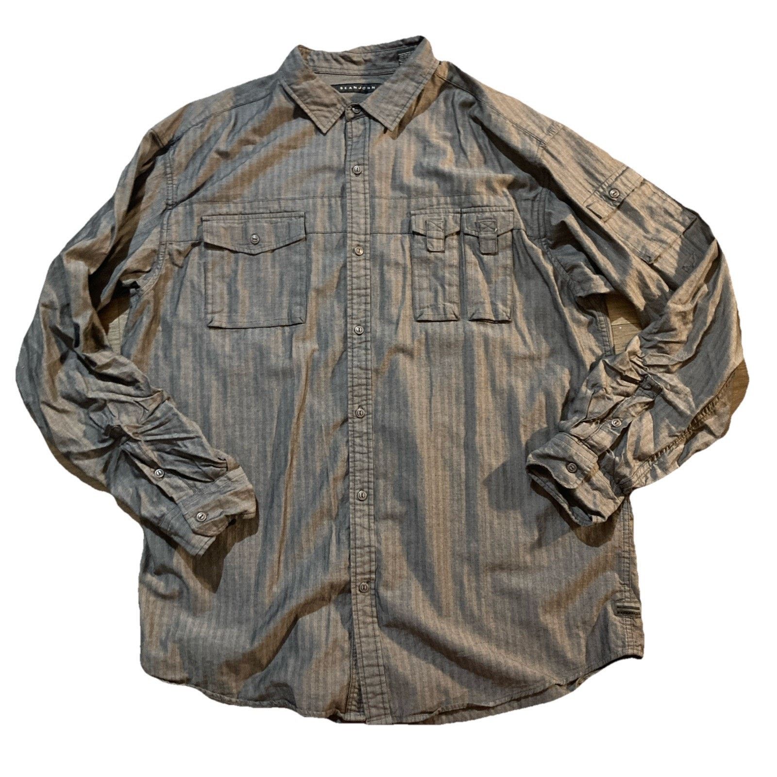 Sean John Sean John Men 2XLT Gray 100% Cotton Long Sleeve Military Size US XXL / EU 58 / 5 - 1 Thumbnail