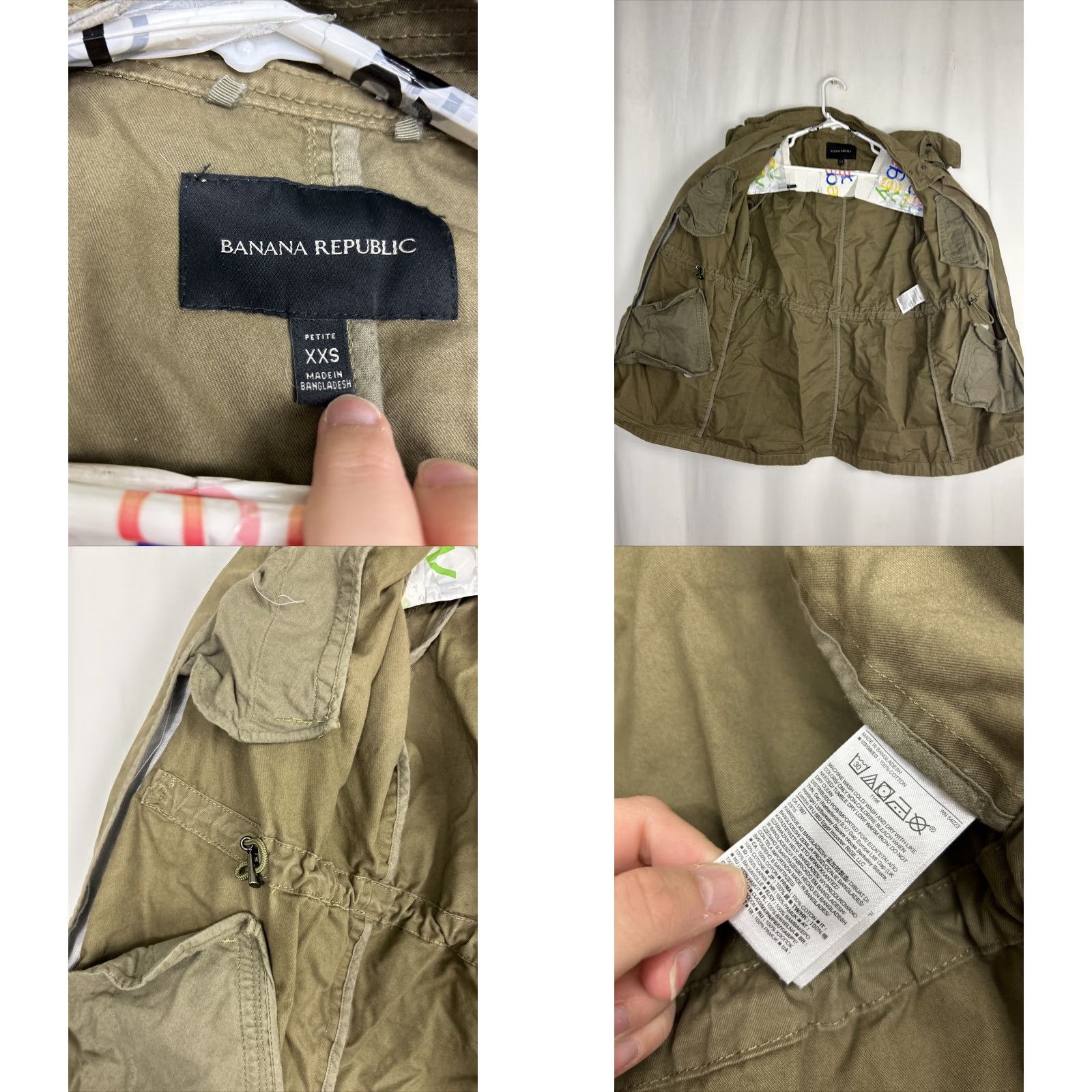 Banana Republic Banana Republic Coat Long Hooded Utility Parka Women's 2XS Petite Green Canvas Cotton Tan Pocketed Size XXS / US 00 / IT 34 - 8 Thumbnail