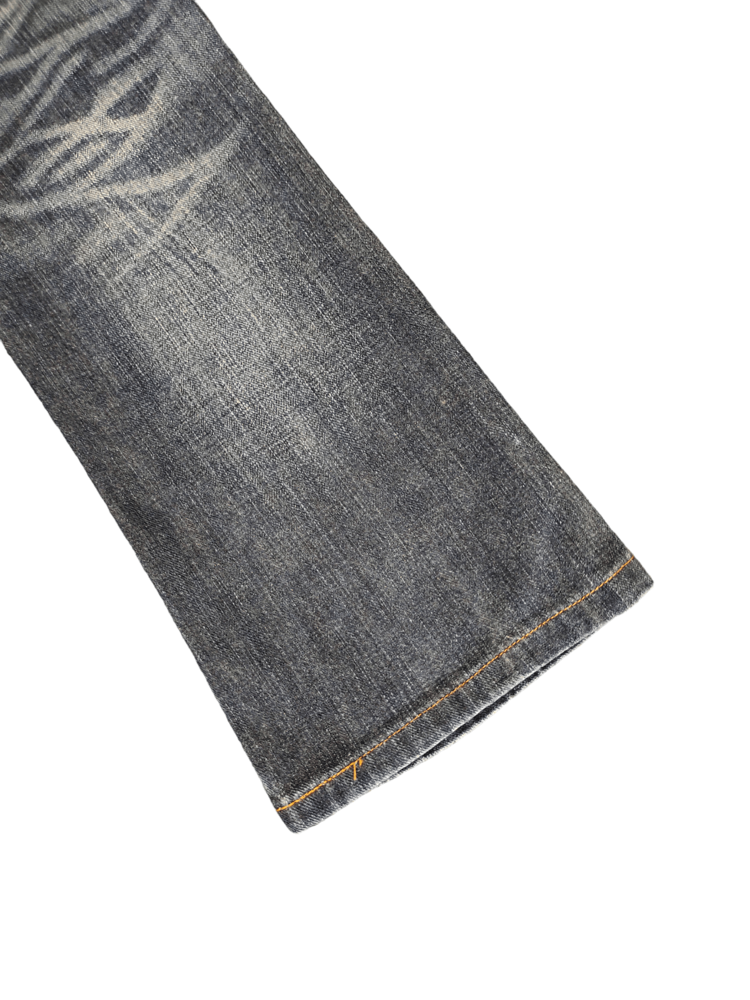 If Six Was Nine Flare Jeans Semantic Design Clawmark Faded Denim Bootcut Y2k Size US 32 / EU 48 - 16 Thumbnail