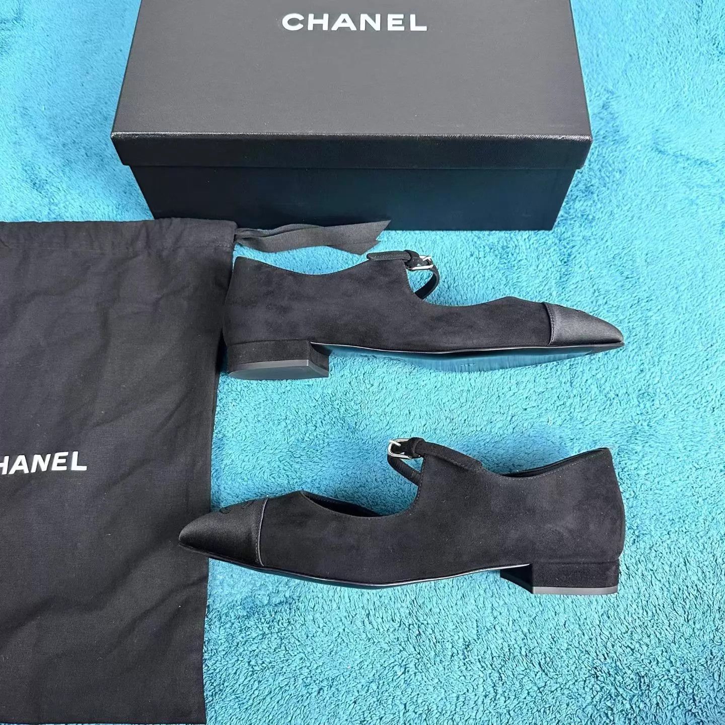Chanel Chanel 25A Satin Pointed T-bar Mary Janes Black 37 Size US 6.5 / IT 36.5 - 2 Thumbnail