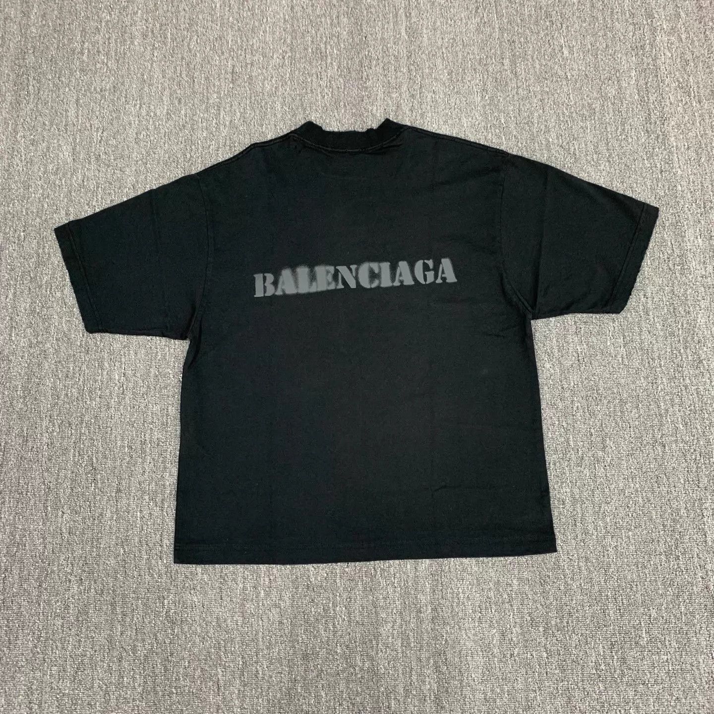 Balenciaga Balenciaga Distressed Faded Logo Black SS Tee S 95New Size US S / EU 44-46 / 1 - 2 Thumbnail