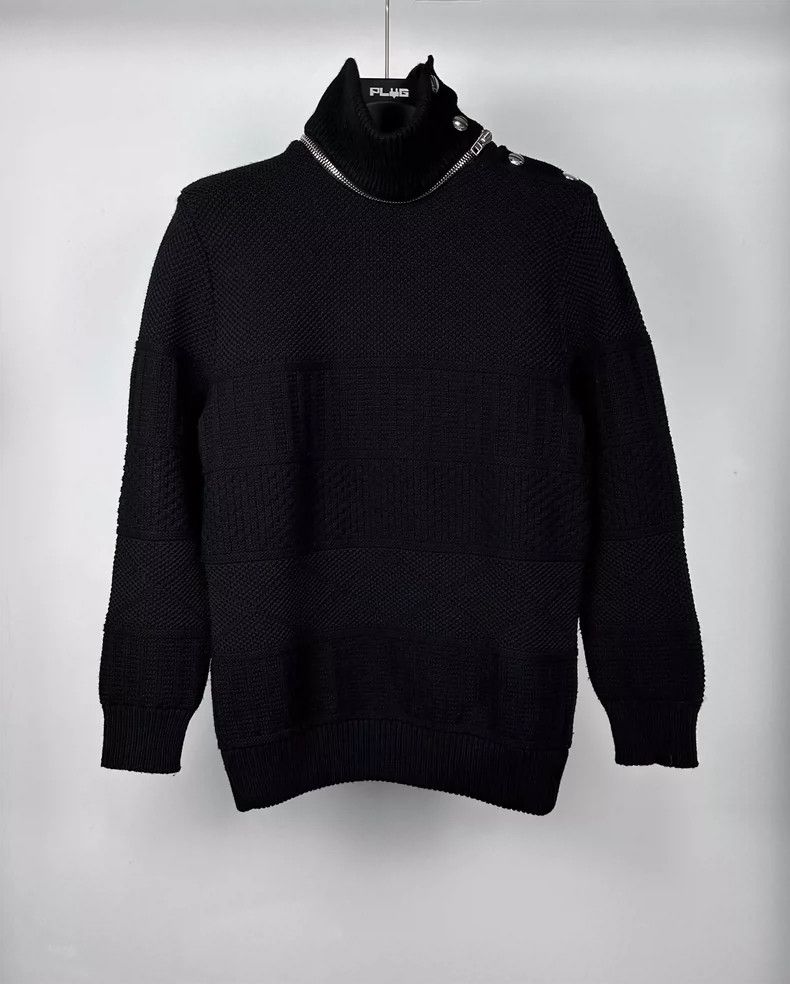 Givenchy High Collar Zip-up Knit Sweater