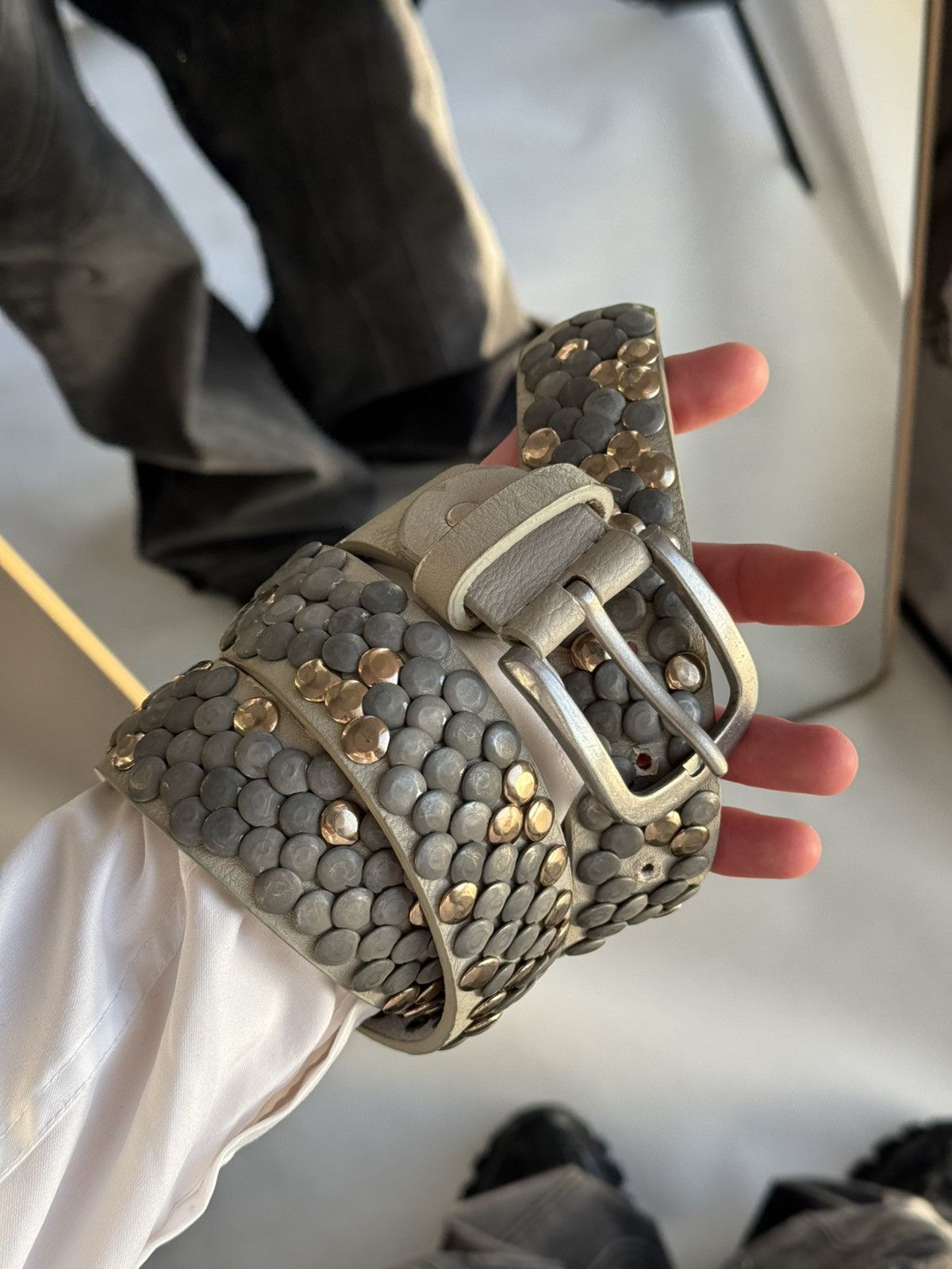 Japanese Brand Vintage Belts Y2K Rhinestones Punk leather belt Japanese Size ONE SIZE - 11 Thumbnail
