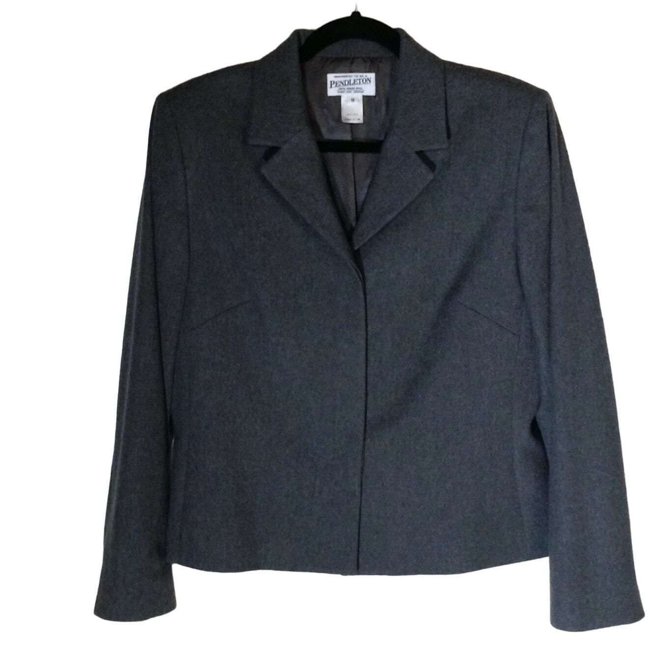 Pendleton Pendleton Wool Gray Blazer SZ 10 Collared Hidden Buttons VTG Size L / US 10 / IT 46 - 1 Thumbnail