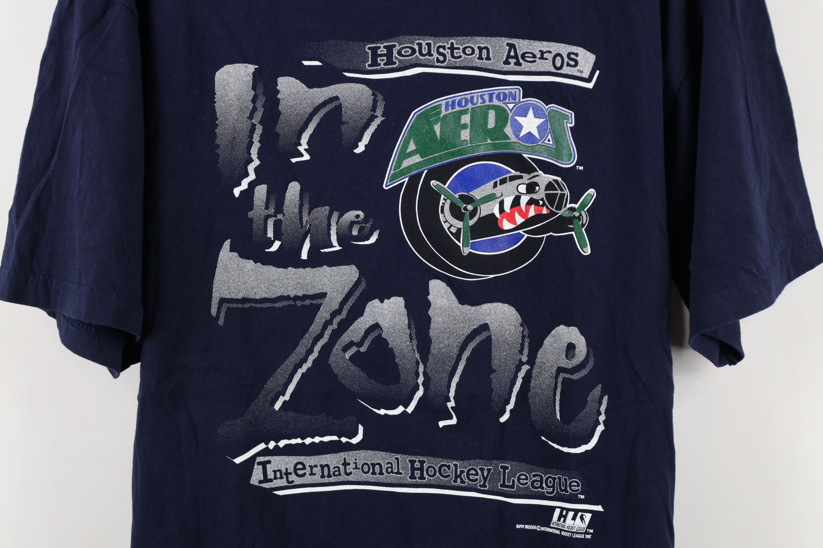 Vintage Vintage 90s International Houston Aeros Hockey T-Shirt Size US XL / EU 56 / 4 - 4 Thumbnail