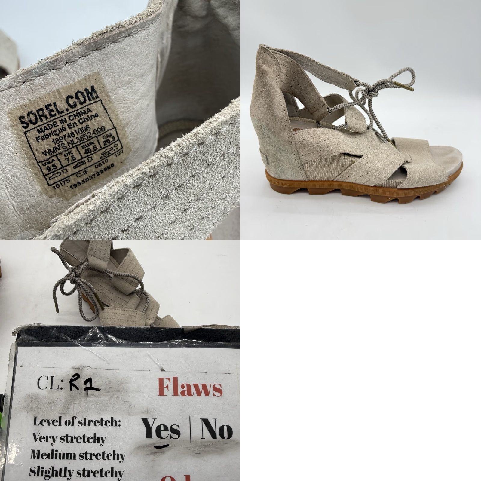 SOREL Sorel Joanie Open Toe Gladiator Sandal Womens 9.5 Beige Suede Lace Up Wedge Shoes Size US 10 / IT 40 - 9 Thumbnail