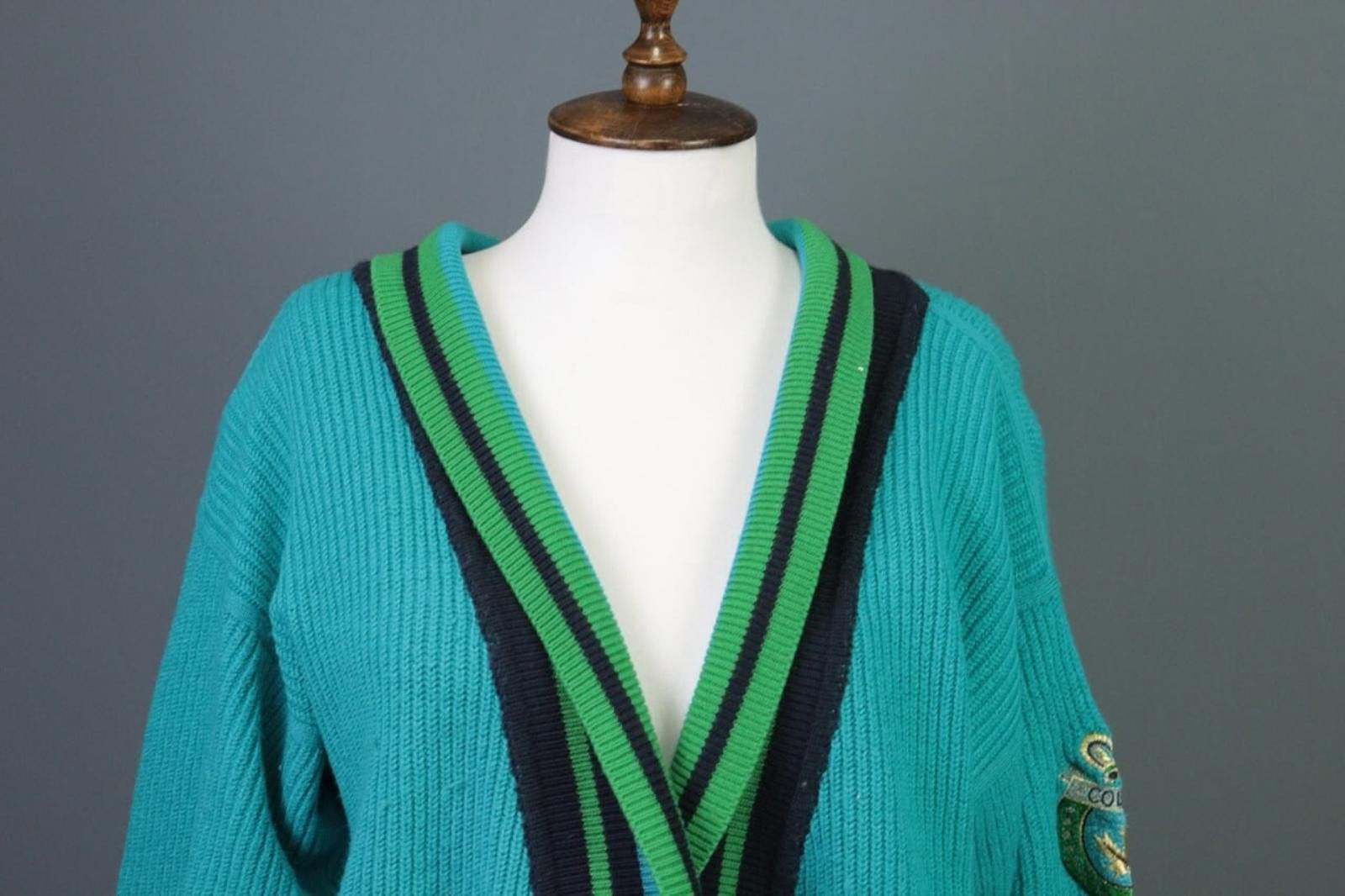 Christian Dior Monsieur Mondi Blue Colege Vintage Wool Knit 3 Sweater Size 38 / M Size M / US 6-8 / IT 42-44 - 2 Thumbnail