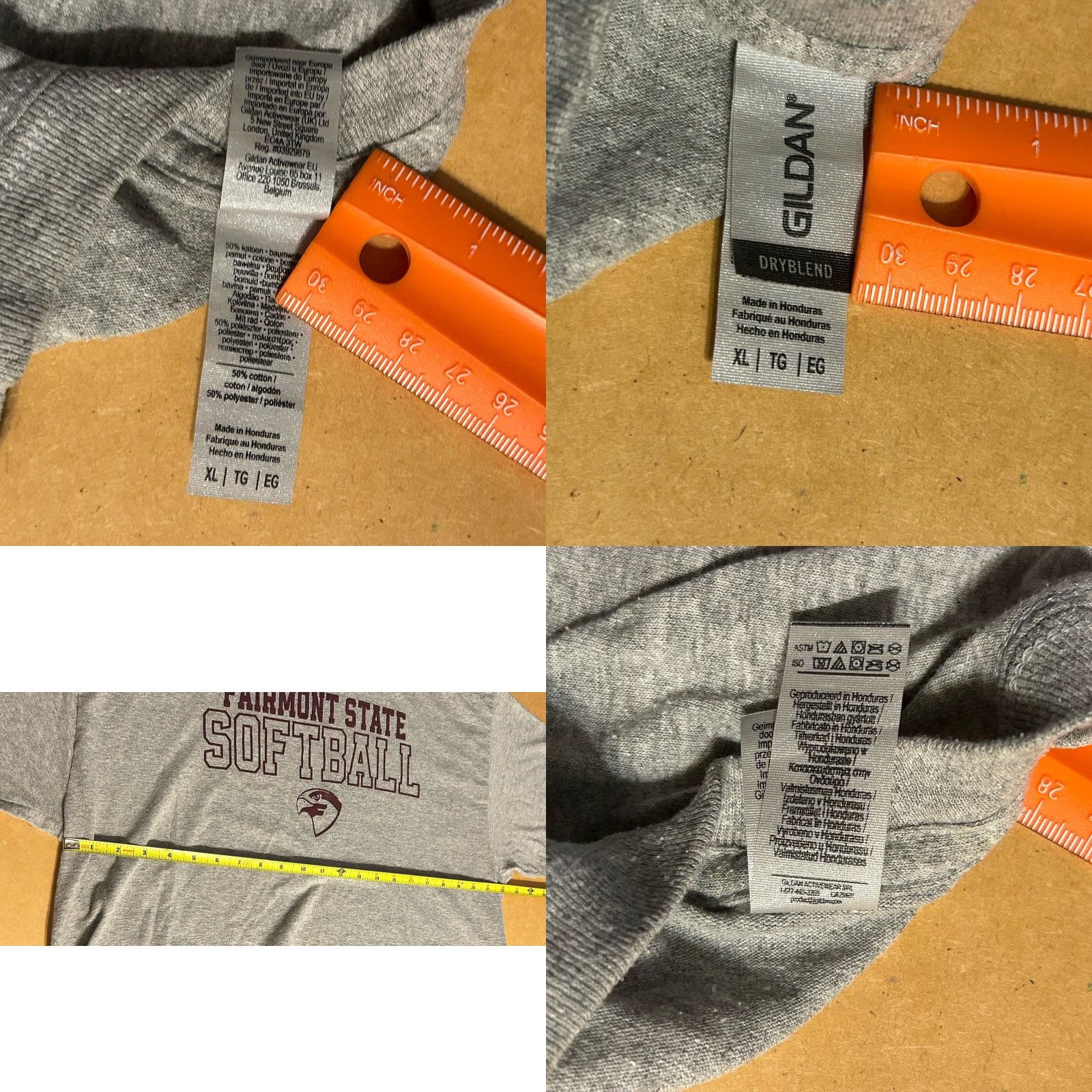 Gildan VINTAGE Fairmont State Falcons Softball Shirt Men XL Gray Short Sleeve Gildan Dryblend Size US XL / EU 56 / 4 - 8 Thumbnail
