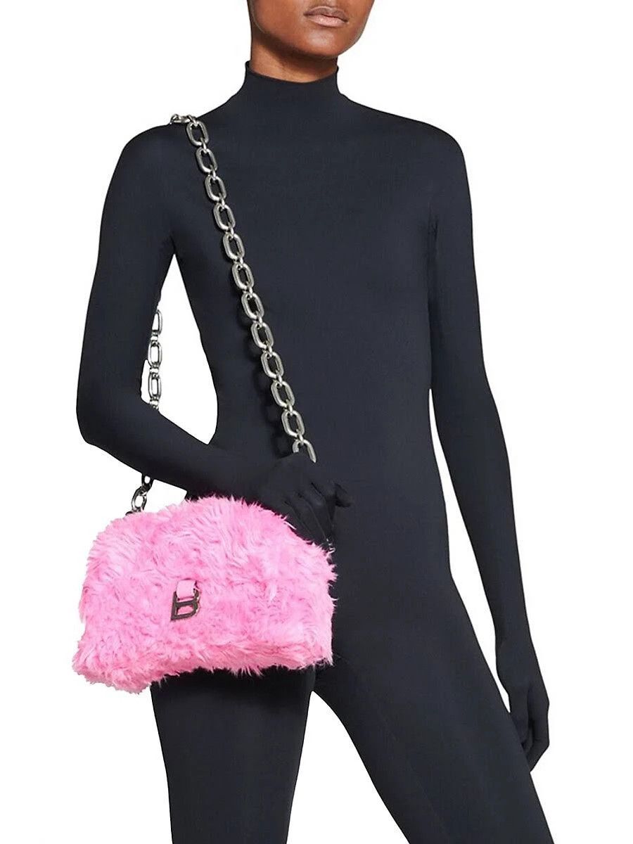 Balenciaga o1mt1gz0924 Size: OS / Fake Fur Downtown Shoulder Bag Pink Size ONE SIZE - 5 Thumbnail