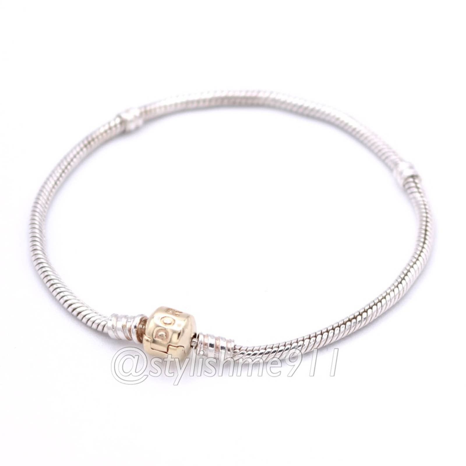 image of Authentic Pandora Sterling Bracelet With 14K Gold Clasp in Silver, Women's