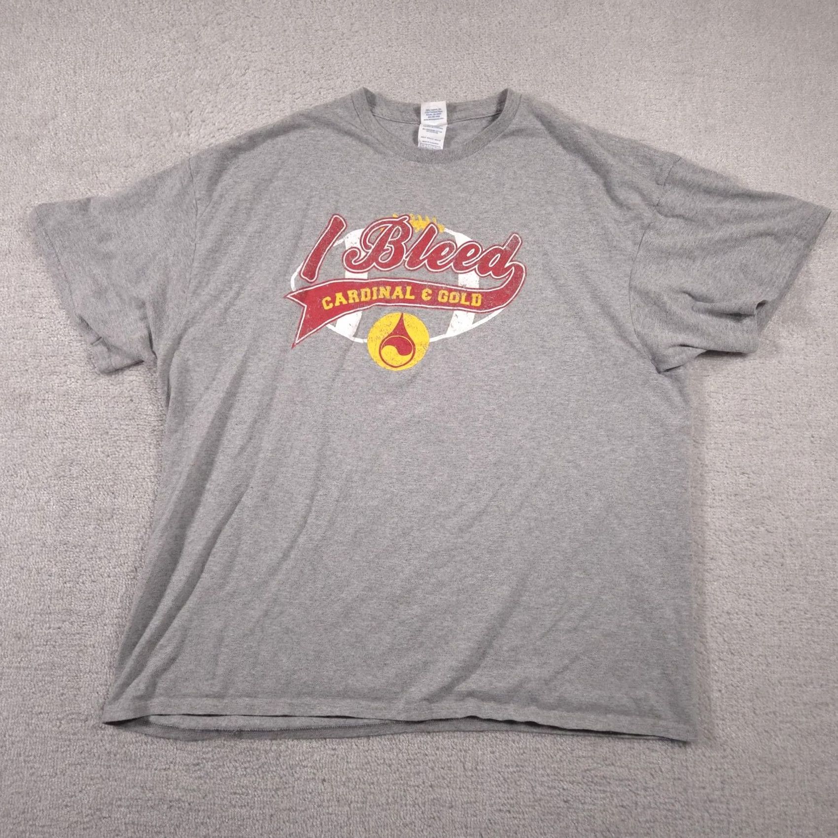 Vintage Cardinal & Gold Football Shirt Mens 2XL Gray I Bleed Graphic Tee Fan Spirit Size US XXL / EU 58 / 5 - 2 Thumbnail