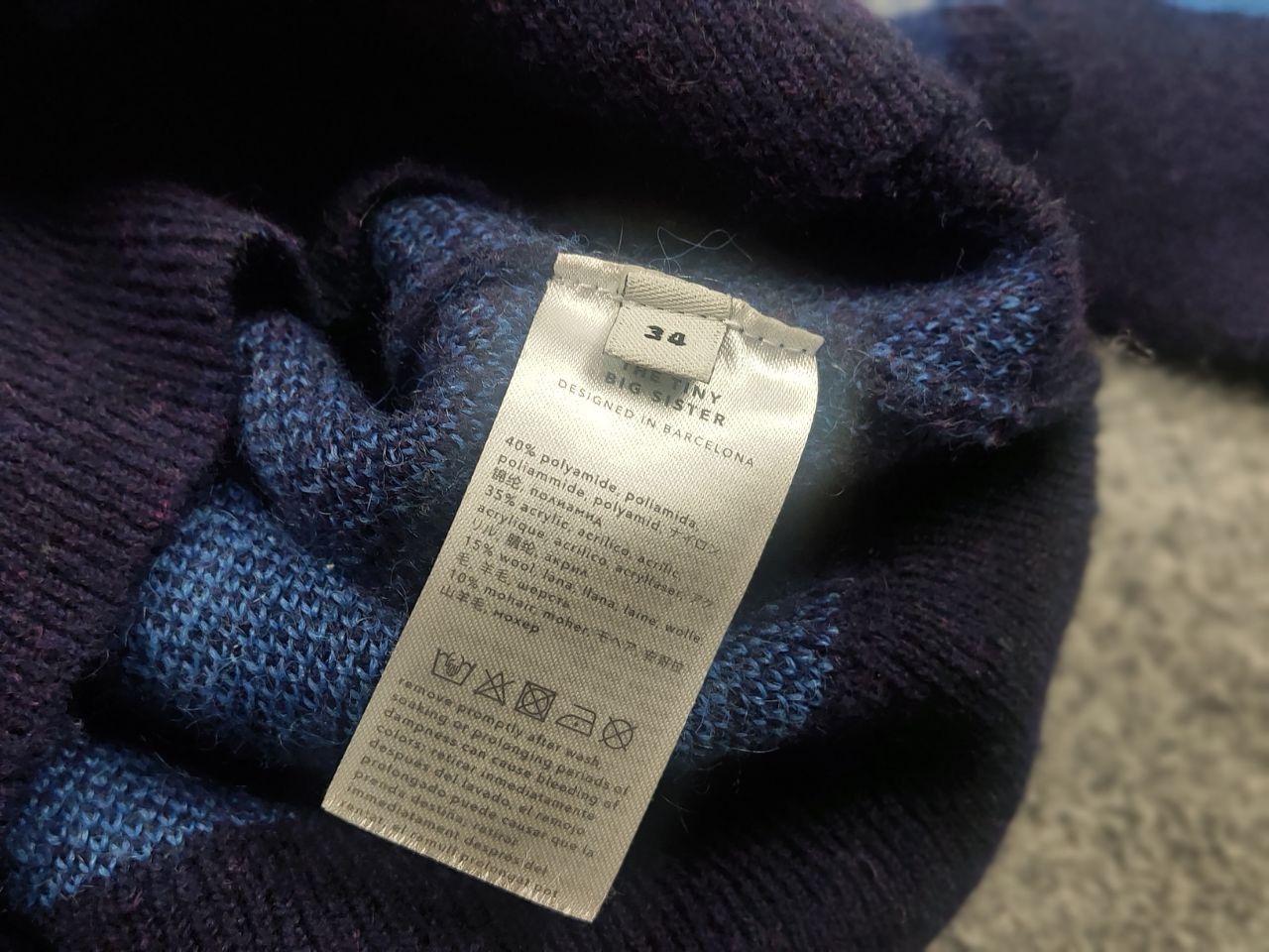 Vintage The Tiny Big Sister Design Wool pattern Sweater wide sleeves Size XS / US 0-2 / IT 36-38 - 13 Thumbnail