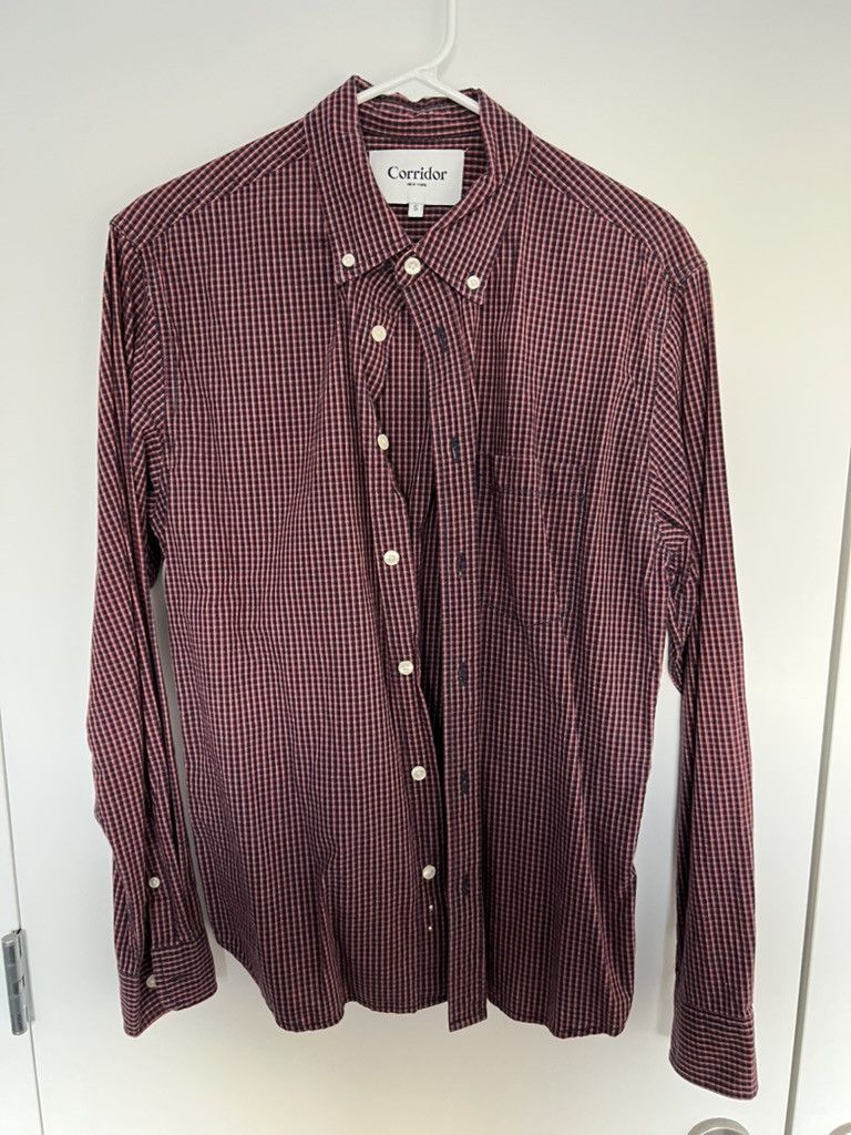 Corridor Navy/Red Check Long Sleeve Button Up Size US S / EU 44-46 / 1 - 1 Thumbnail