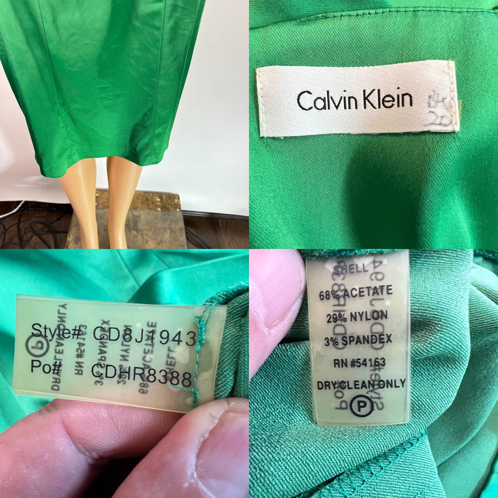 Calvin Klein Calvin Klein Dress Women Sheath Green 8P Petite Sleeveless Square Neck Pleated Bodice Knee Length Party/Cocktail Womens Size M / US 6-8 / IT 42-44 - 8 Thumbnail