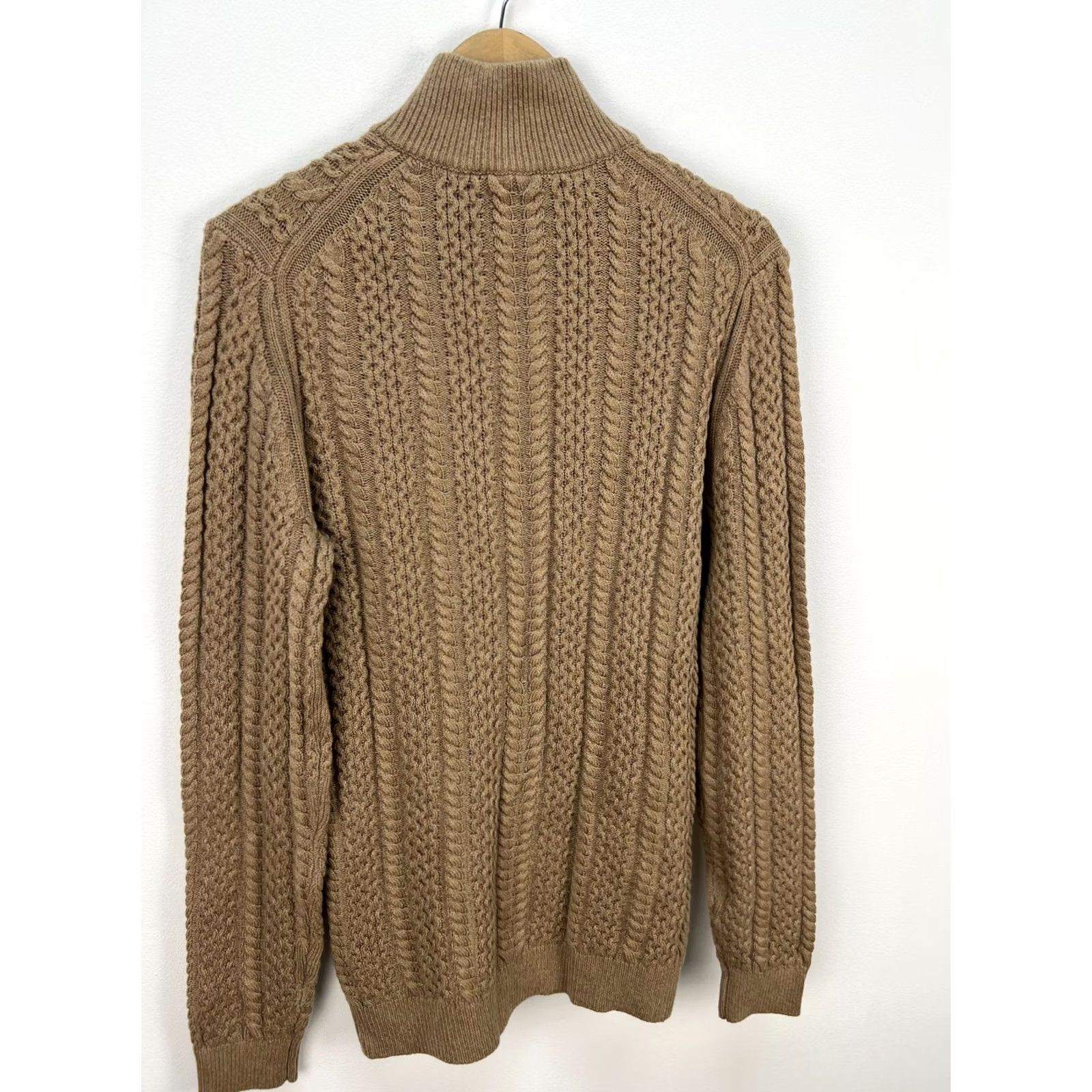 Reiss Reiss Bantham Half Zip Cable Knit Sweater S Mens Camel Pullover Knit Wool Wool Blend Wool 2020s Size US S / EU 44-46 / 1 - 8 Thumbnail