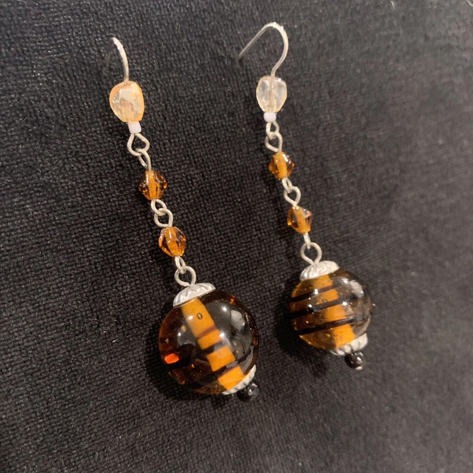 The Unbranded Brand Orange Glass Lampwork Drop Dangle Beads Vintage Handmade Size ONE SIZE - 3 Thumbnail