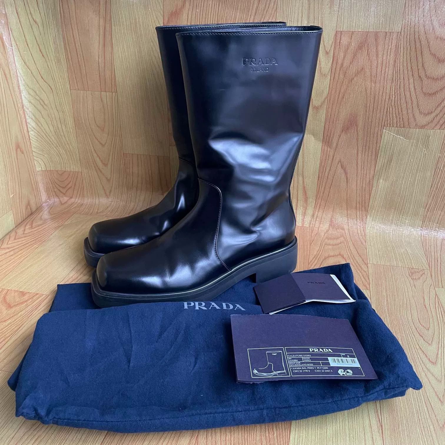 Prada Prada Black Embossed Logo Boots Size US 9 / EU 42 - 1 Thumbnail