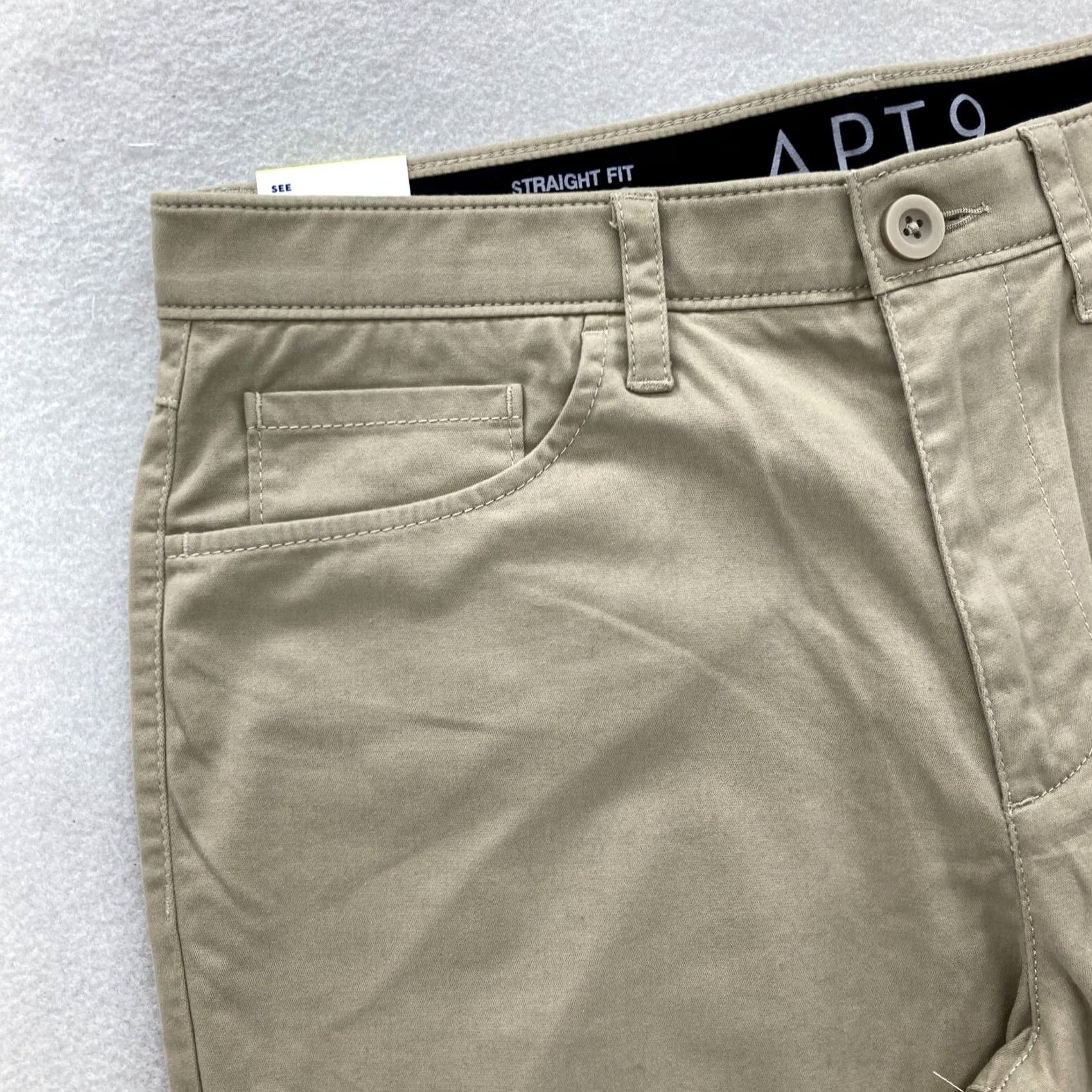 Apt. 9 Apt. 9 Premier Flex Chino Pants Mens 33x30 Straight Beige 5-Pocket Preppy Size US 33 - 3 Thumbnail