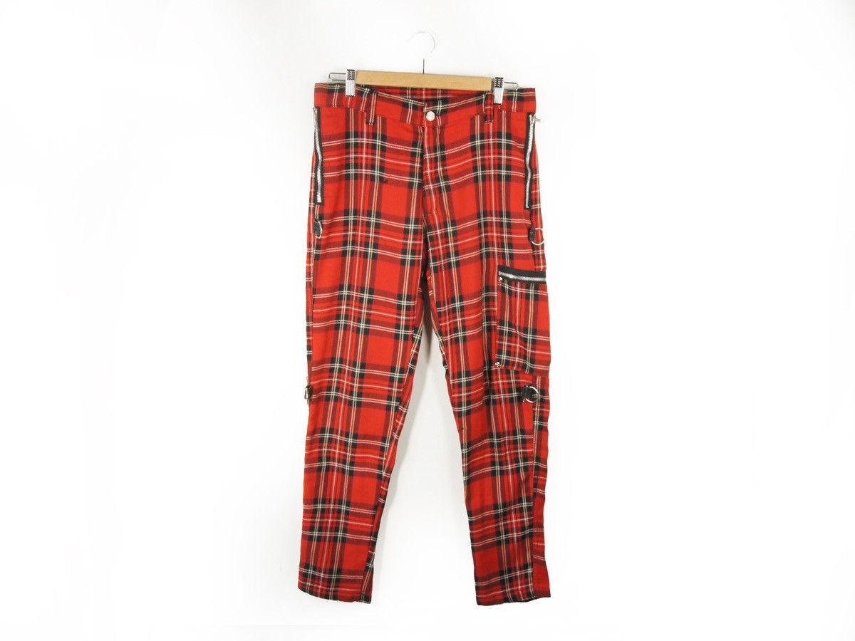 Vintage Vintage Dogpile Red Black Plaid Bondage Trouser Pants Size 30" / US 8 / IT 44 - 1 Thumbnail