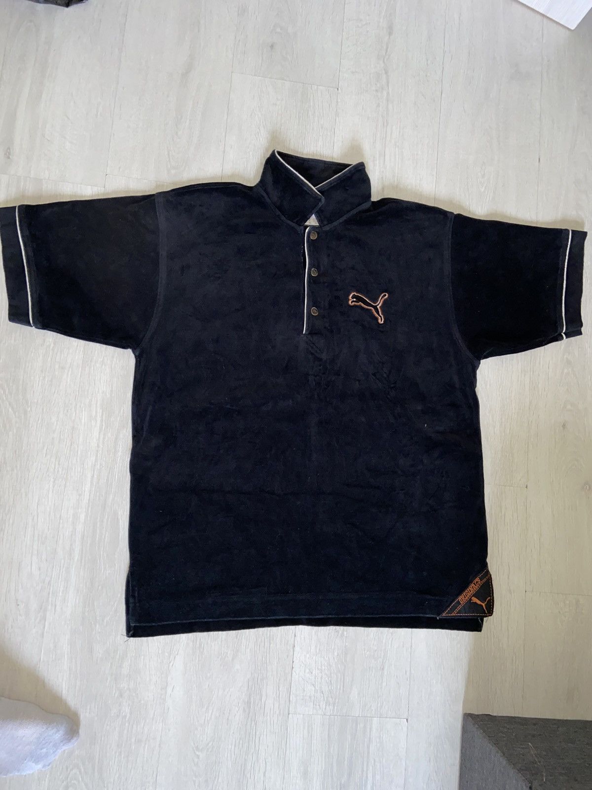 Puma Puma Vintage Velour Polo Shirt 90s (052-01-1992) Size US XL / EU 56 / 4 - 9 Thumbnail
