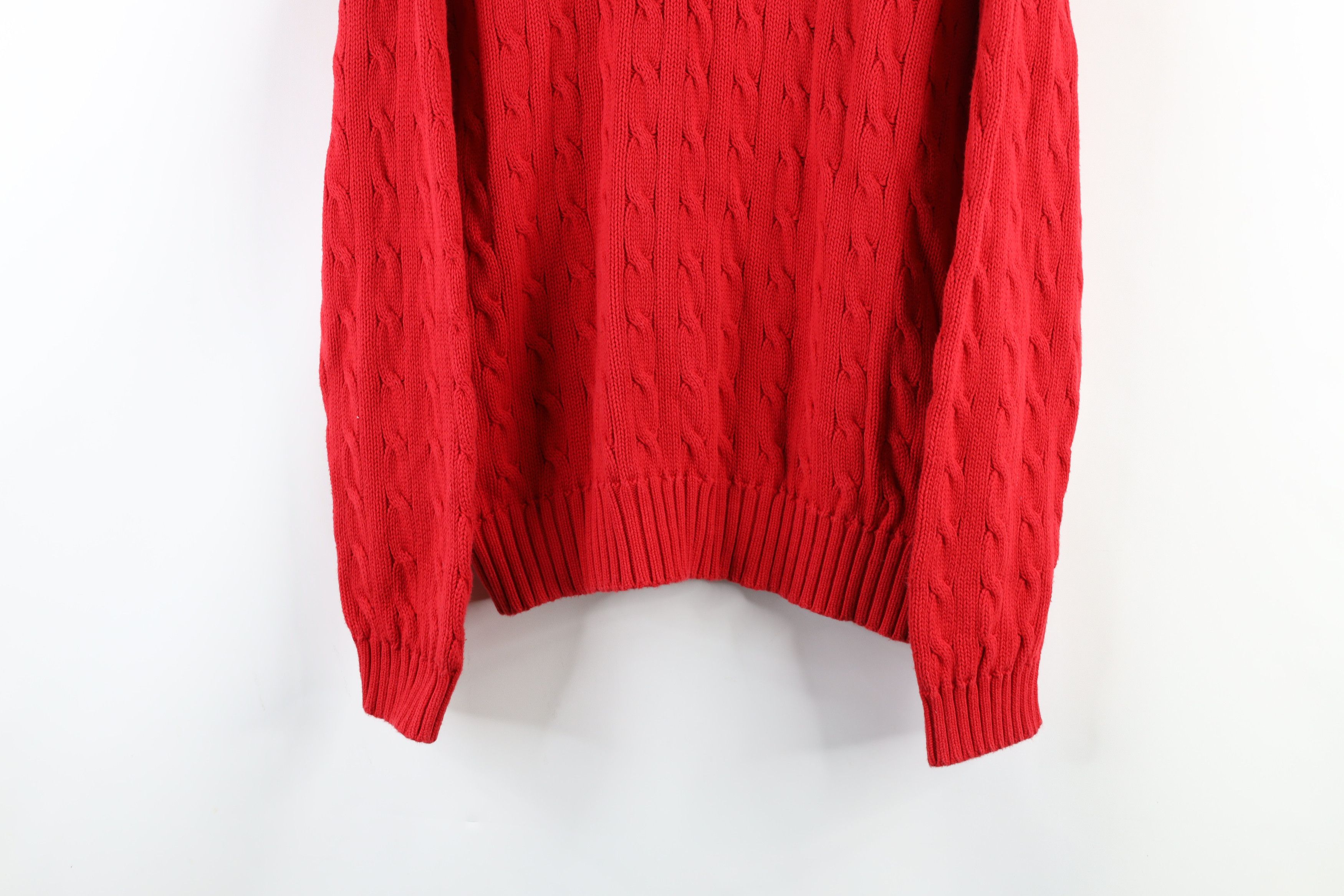 Polo Ralph Lauren Vintage 90s Ralph Lauren Cable Knit Crewneck Sweater Red Size US XL / EU 56 / 4 - 3 Thumbnail