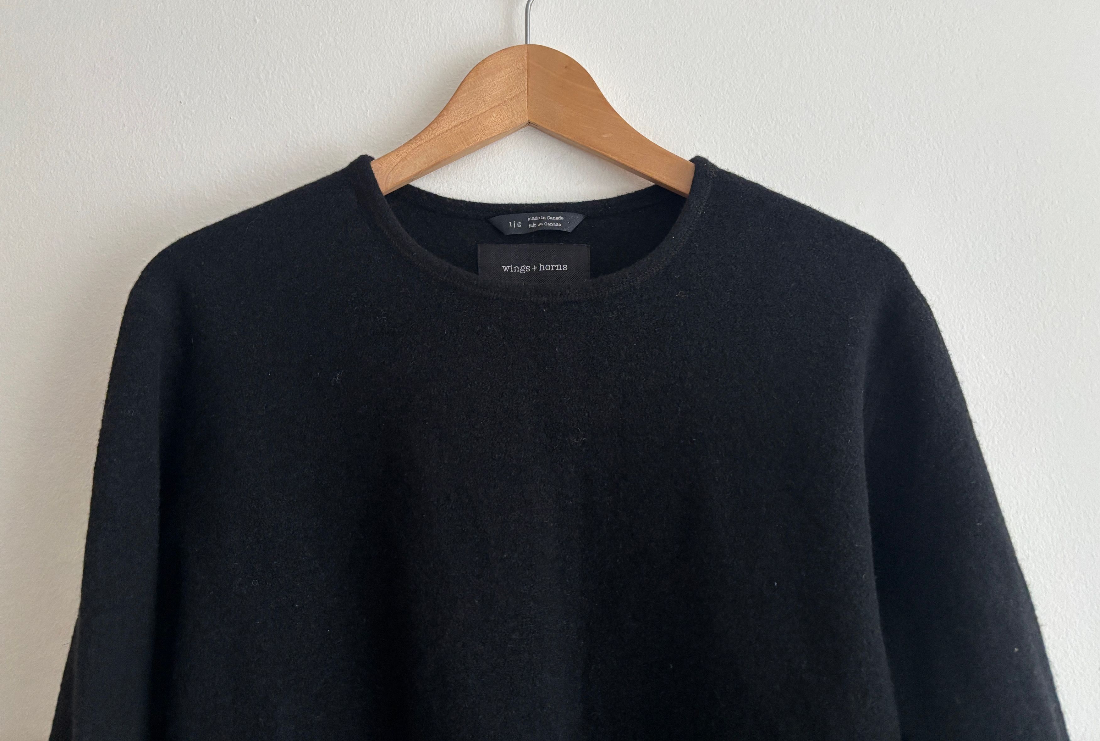 Wings + Horns Black Wool Crewneck Sweater Medium - Large Size US M / EU 48-50 / 2 - 2 Thumbnail
