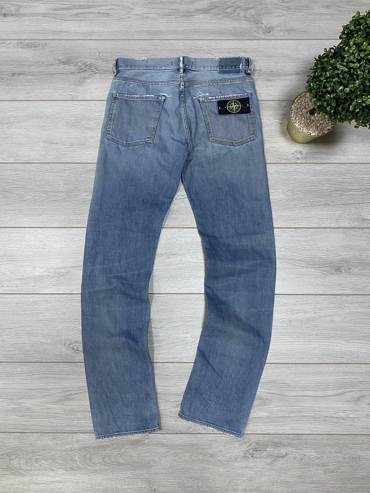 Vintage Stone Island badge distressed denim jeans Size US 32 / EU 48 - 4 Thumbnail
