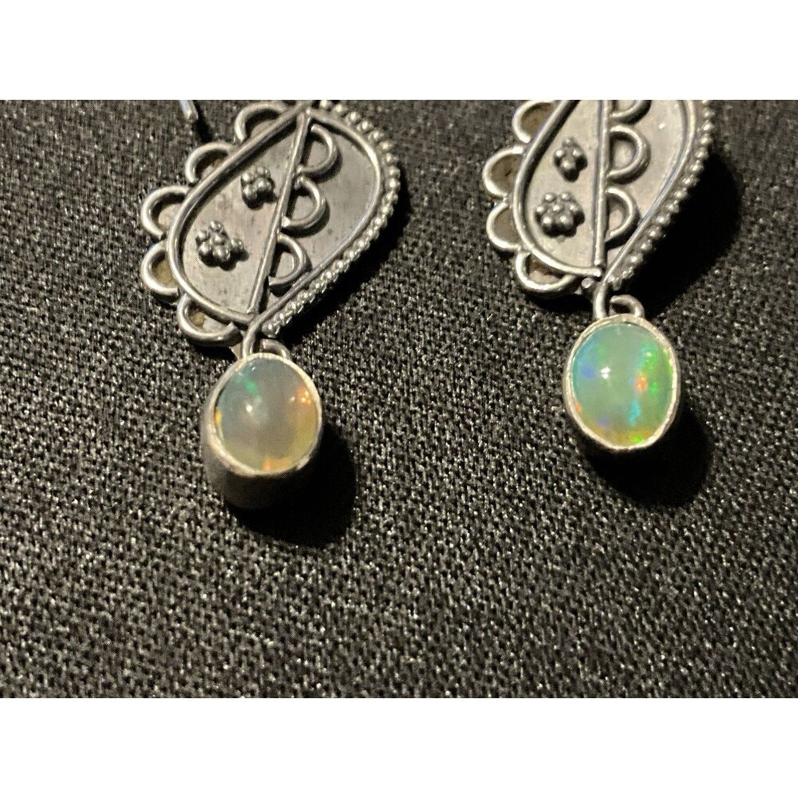 Other 925 Sterling Silver Opal Dangle Fish Hook Earrings Size ONE SIZE - 3 Thumbnail