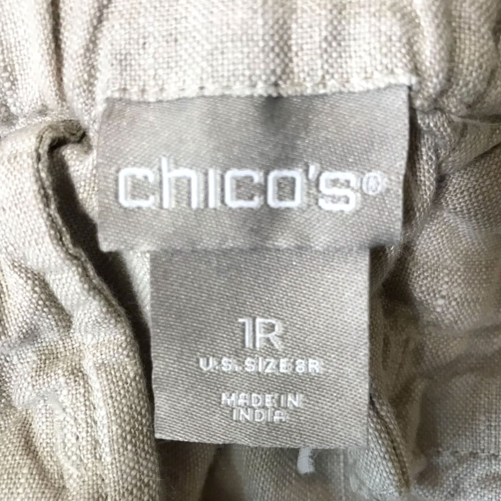 Vintage CHICO'S Women's Beige Linen Casual Pants 8R Size 30" / US 8 / IT 44 - 8 Thumbnail