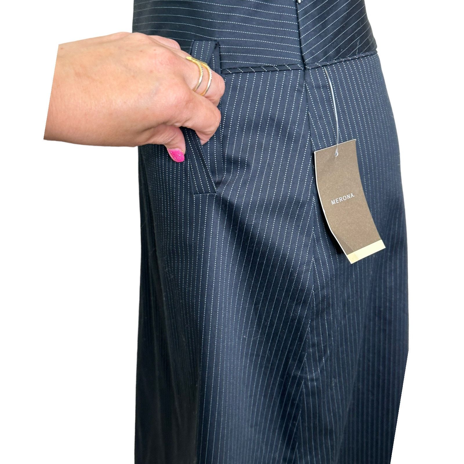 Merona Merona black striped knee length skirt size 4 Size 32" / US 10 / IT 46 - 2 Thumbnail