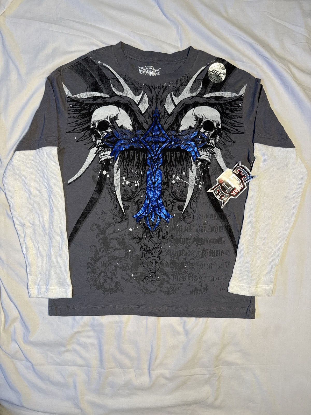 Affliction × Vintage Crazy vintage y2k MMA Elite skull long sleeve