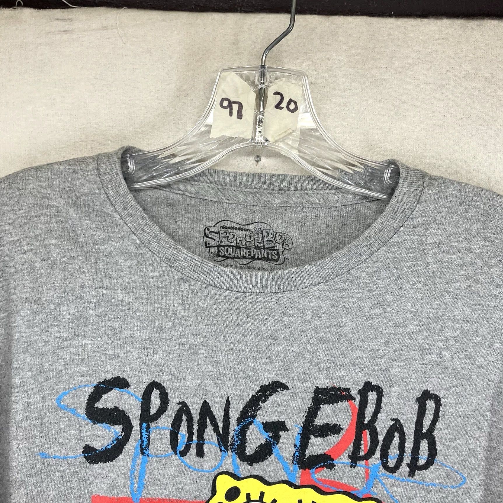 Nickelodeon Mens SpongeBob T Shirt Medium Graphic Print Long Sleeve Nickelodeon Cartoon Funny Gray Cotton Blend Crew Neck Casual Mens Size US M / EU 48-50 / 2 - 6 Thumbnail
