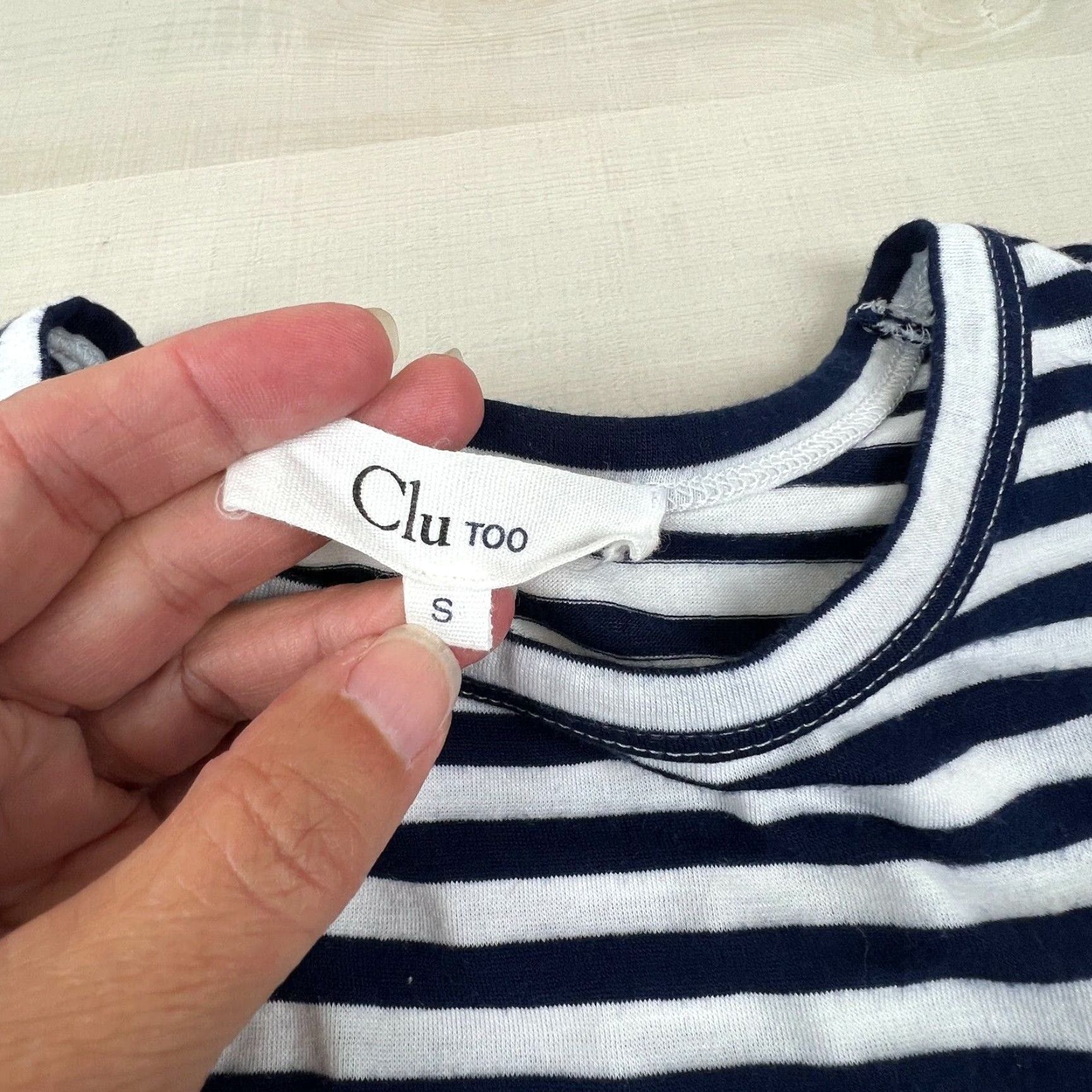 Vintage Clu Too Womens Navy Blue White Striped Tunic Top Small Long Sleeve Flounce Shirt Size S / US 4 / IT 40 - 3 Thumbnail