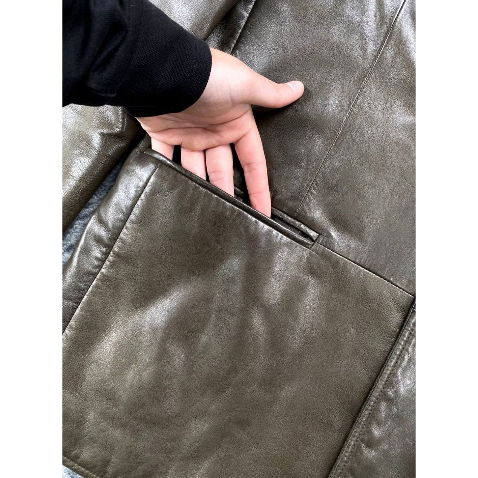 Armani Armani Collezioni Leather Coat Jacket Men Size 52 Brown Vintage Long Blazer Size 52R - 4 Thumbnail