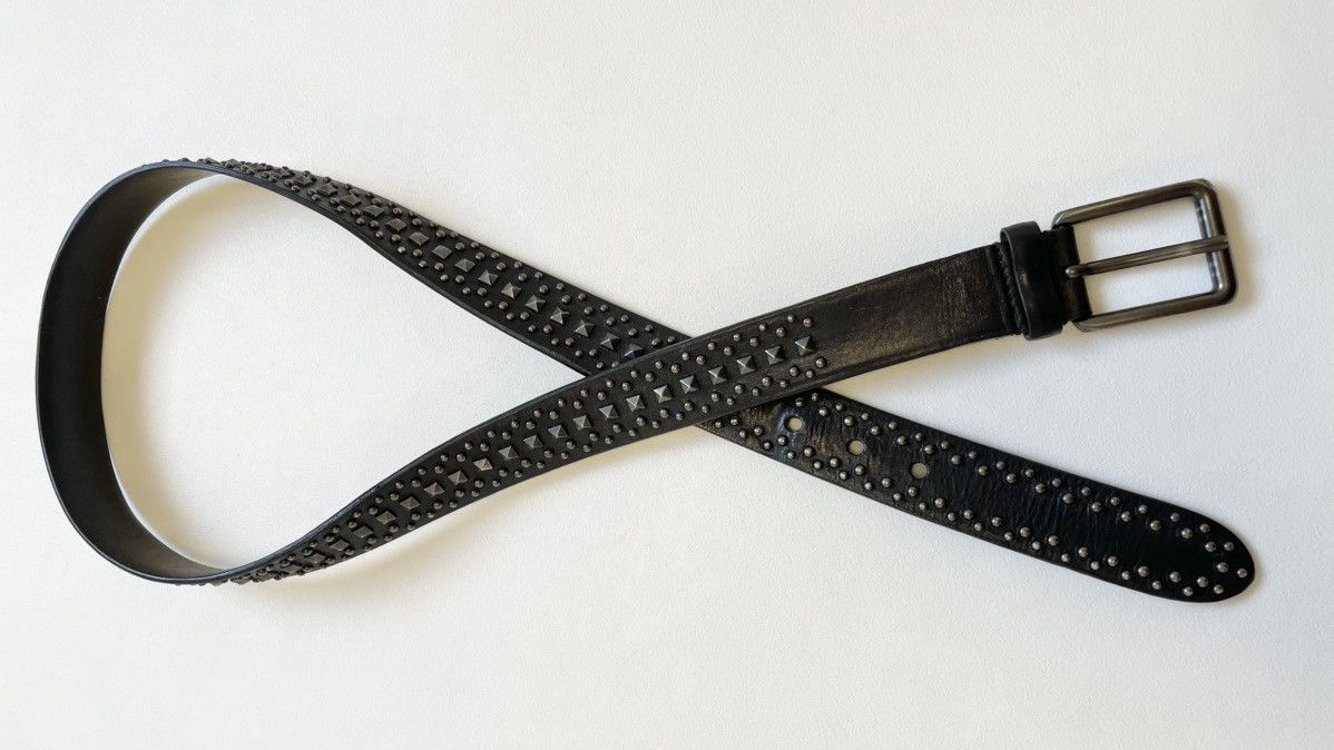 Prada 3cm Black Leather Metal Studded Belt Size 36 - 15 Thumbnail