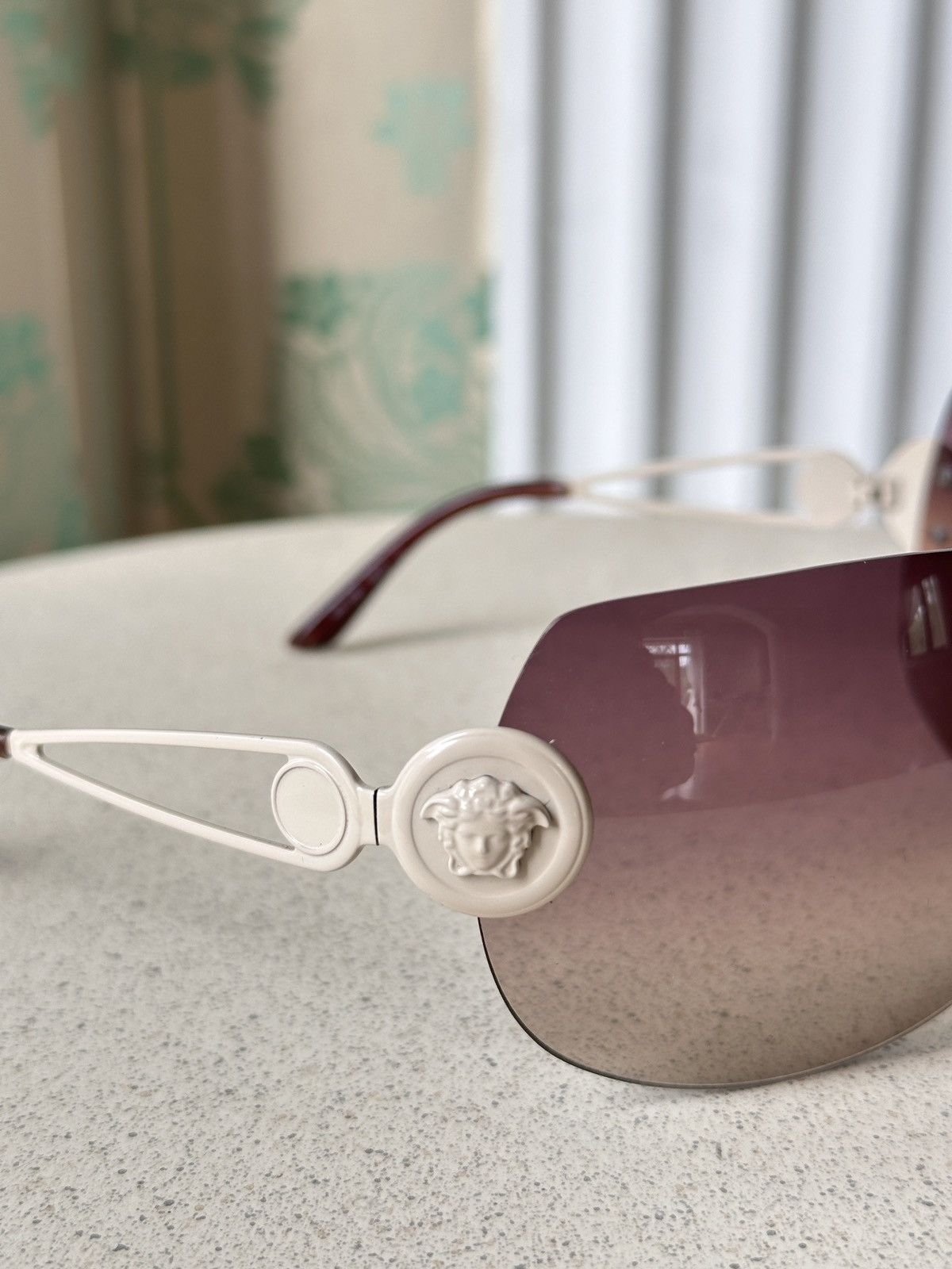 Versace VERSACE Shield Mask Beige Brown Medusa Sunglasses Mod. 2038 Size ONE SIZE - 7 Thumbnail