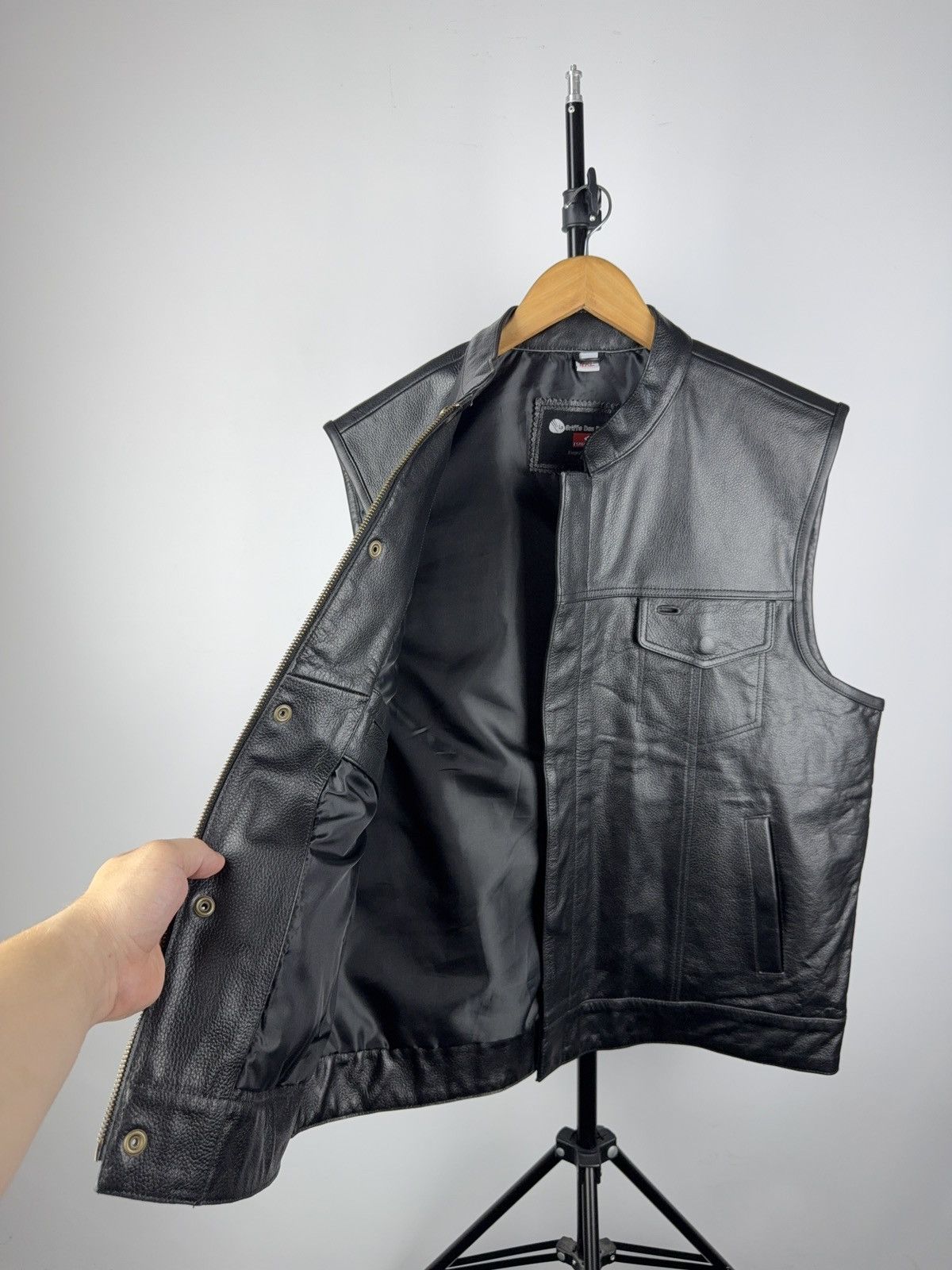 Leather Vintage 90s Genuine Leather MOTO Vest Rock Punk Rick Chrome Size US XL / EU 56 / 4 - 9 Thumbnail