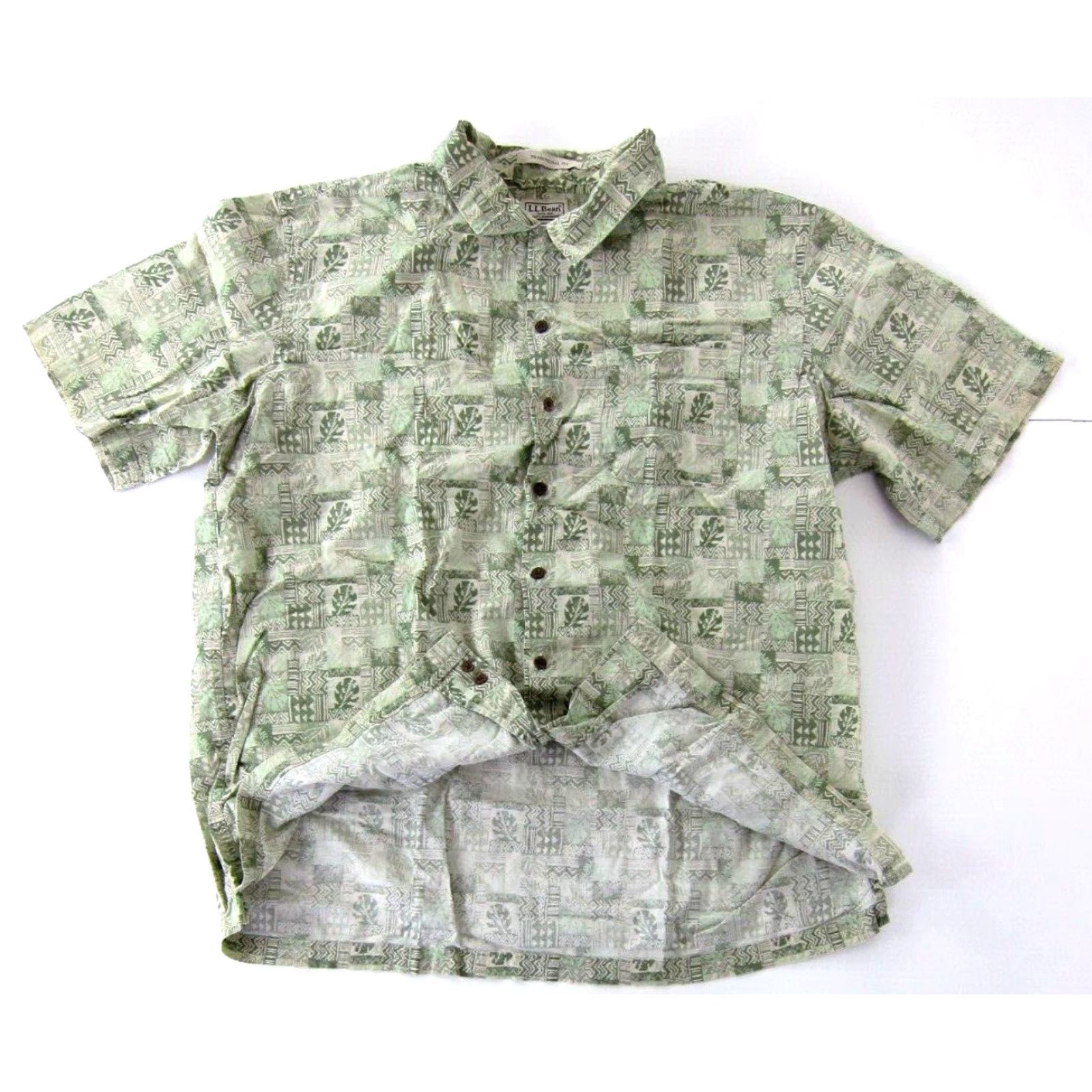 Vintage Vtg L.L. Bean Cotton Green Floral Hawaiian Short Sleeve Traditional Fit Shirt XL Size US XL / EU 56 / 4 - 5 Thumbnail