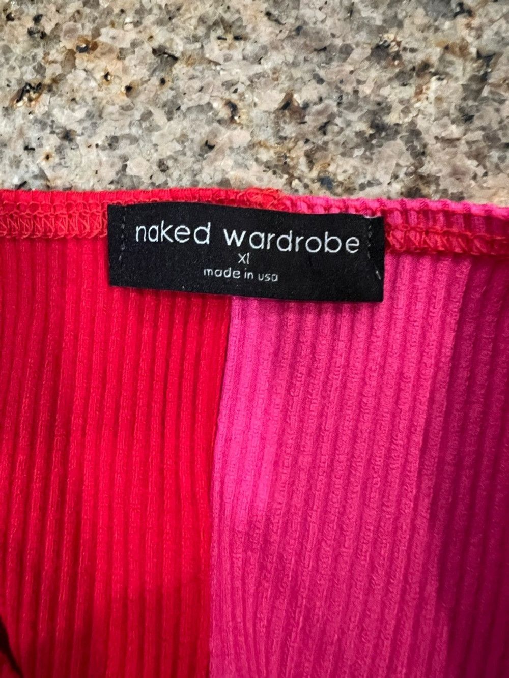 Other Naked Wardrobe Contrast Crop Top XL Red Pink Ribbed Cutout Size XL / US 12-14 / IT 48-50 - 3 Thumbnail