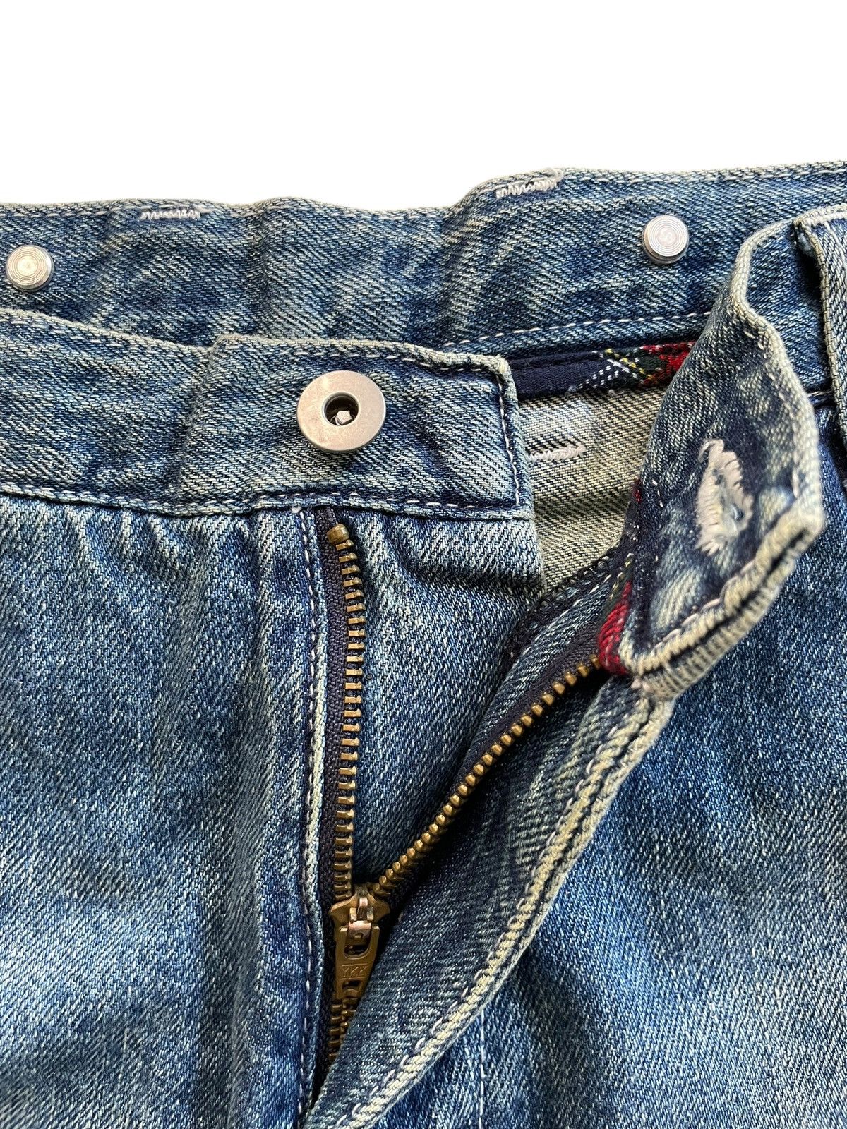 Japanese Brand × Vintage Japanese Brand Buckle Back Patch Up Jeans Size US 32 / EU 48 - 8 Thumbnail
