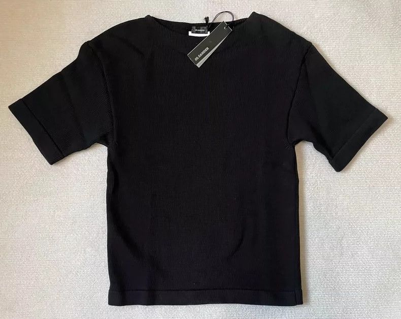 Jil Sander Jil Sander Pure black oversized knit short sleeve Size L / US 10 / IT 46 - 1 Thumbnail