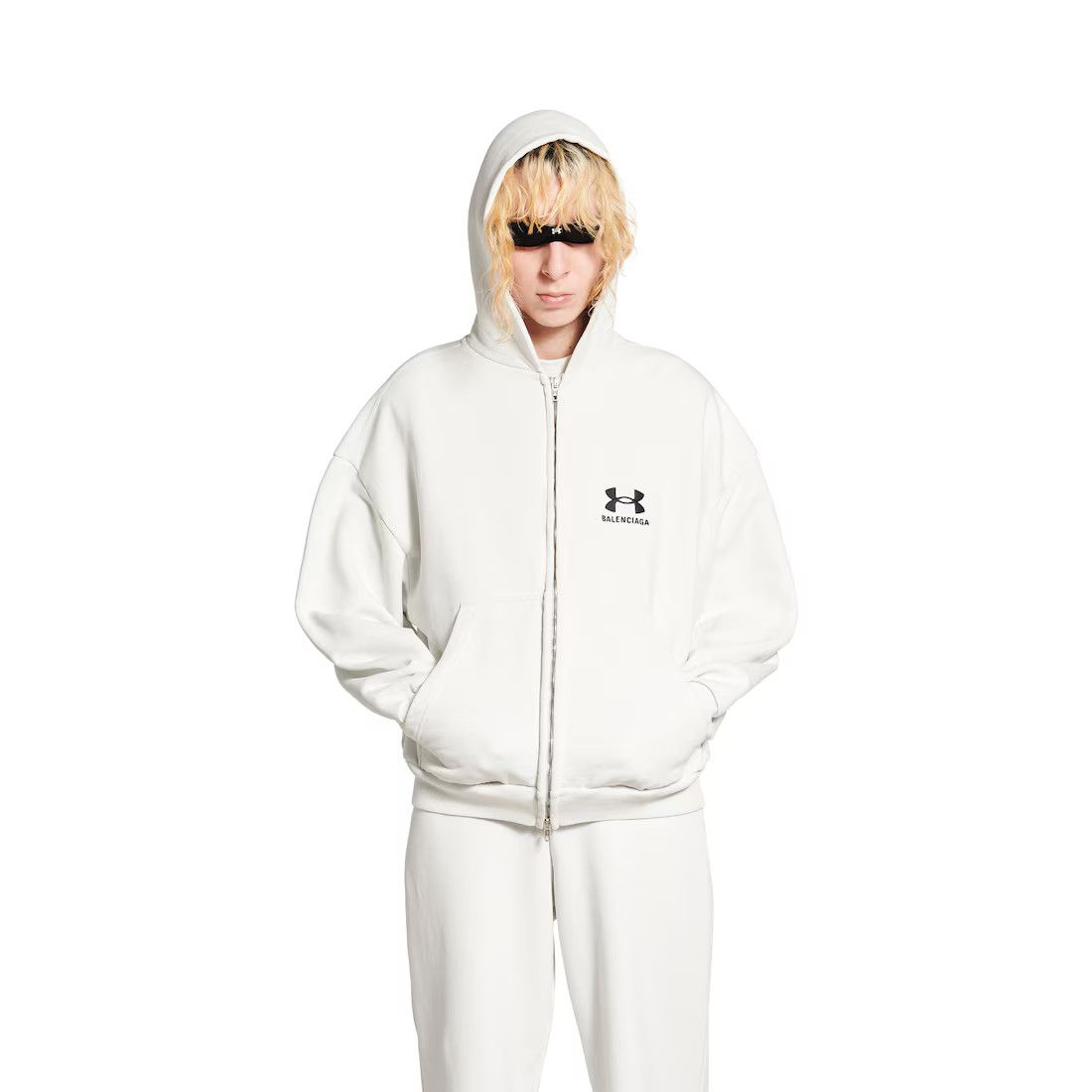Balenciaga × Under Armour o1bcso1str0525 Under Armour® Zip-Up Hoodie Regular Fit White Size S / US 4 / IT 40 - 4 Thumbnail